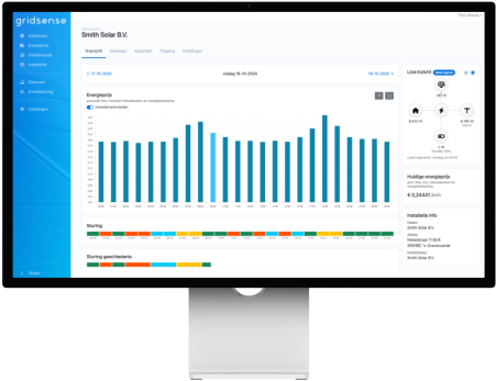 GridSense dashboard op een Macbook